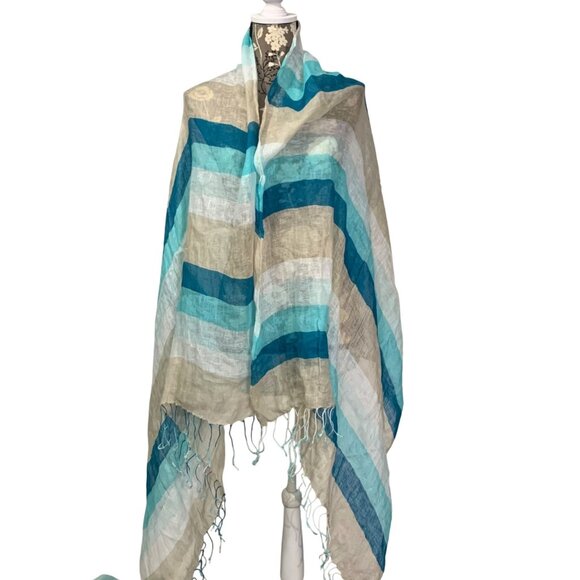 SET OF THREE Scarves/Wraps Infinity Scarf Boho Beachy Blues Talbot + Apt 9 - Picture 2 of 7